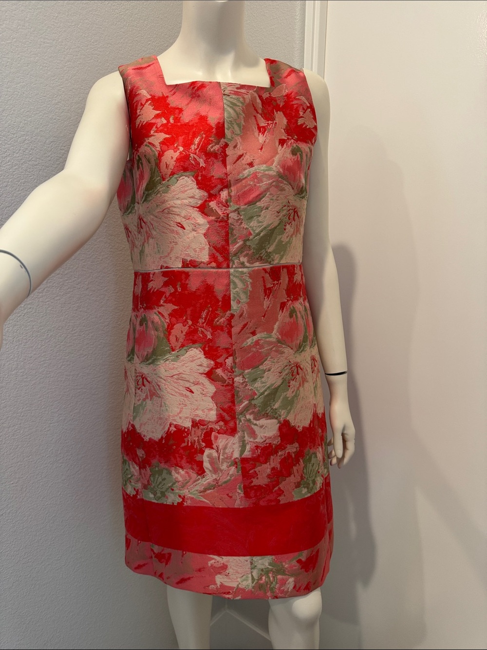 Lafayette 148 New York Red Floral Mini Dress Sz 8